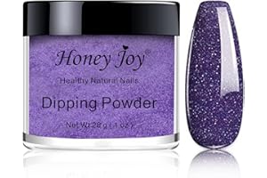 HONEY JOY 28g/Box Dark Colour Purple Colour Dipping Powder Without Lamp Cure Nails Dip Powder Summer Gel Nail Color Powder Natural Dry (no.27)