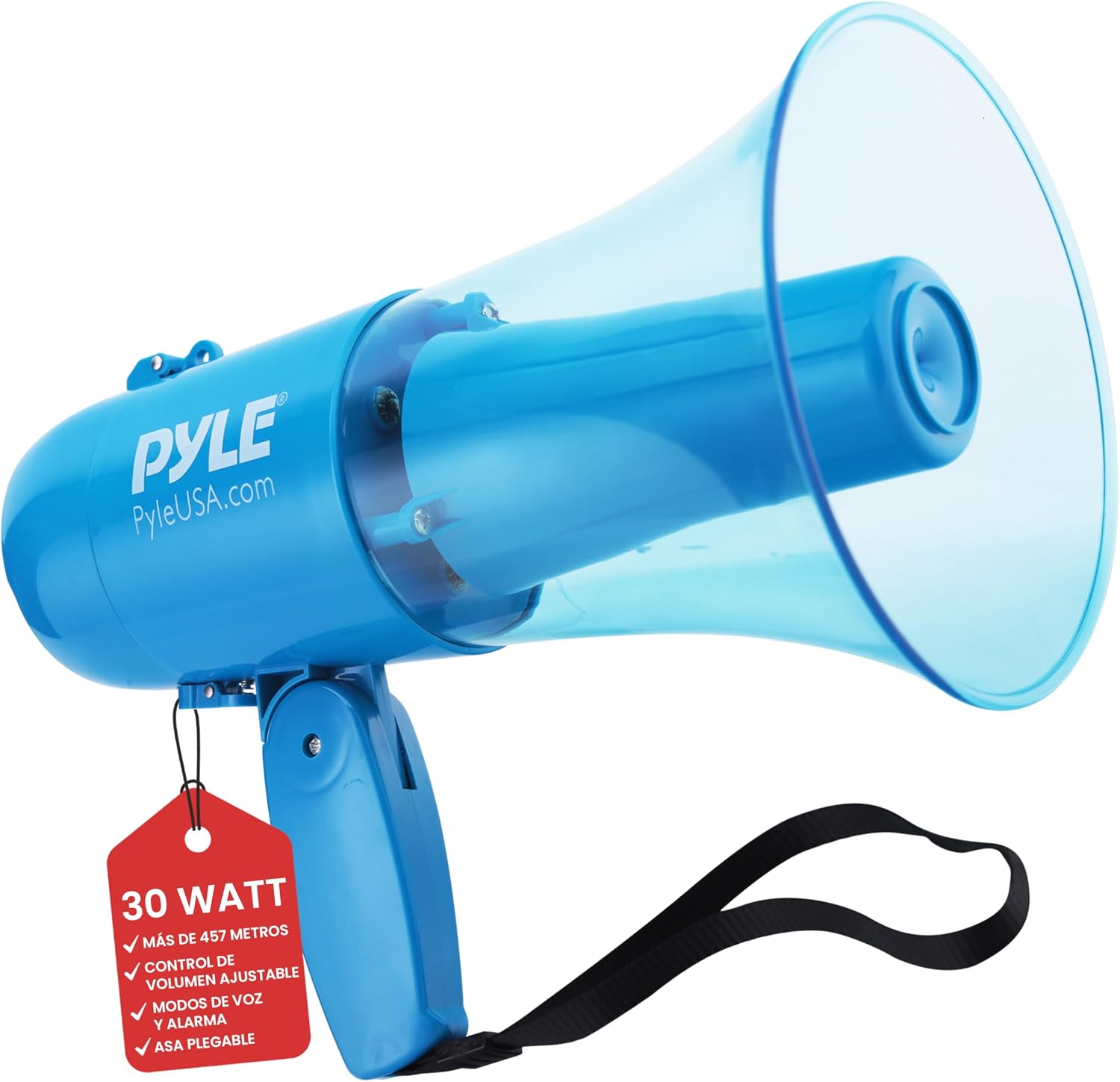 Pyle megafono, Portatil, A Prueba de Agua, Ideal para Interiores y Exteriores, Funciones de grabacion, Sirena y Musica, 30V