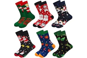 ZFSOCK Skarpety bożonarodzeniowe, męskie, zabawne skarpetki, kolorowe wzory, odświętne skarpety bawełniane, nowość, Boże Narodzenie, Nowy Rok, prezent dla mężczyzn, Boże Narodzenie A-6 par, 39-46 EU