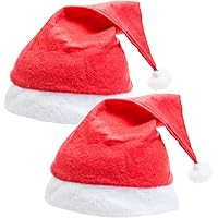 Lot De 2 Bonnets Père Noël En Peluche | Taille Unique Adulte/enfant, Idéal Fêtes Et Déco De Noël