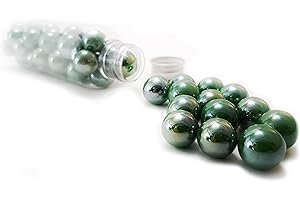 MESBILLES 30 Billes Nacrées 16 mm - Bille en Verre à Collectionner (Vert)