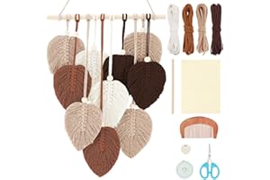 FREEBLOSS Set Macramé Feuille Kit Feuille Macramé Kit de Suspension Murale Macramé Feuille Kits de Macramé pour Débutants Tapisserie de Feuilles de Macramé Boho Macramé Tapisserie