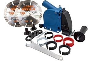Werkmax Tapa de extracción de polvo para fresa ranuradora de pared de 125 mm + 2 discos de corte de diamante Laser Roxx de 125 mm