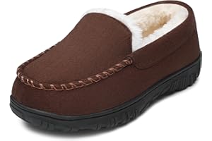 FUPPIA Boys Moccasin Slippers Memory Foam Kids House Shoes Nonslip Indoor & Outdoor Slippers For Little/Big Kid