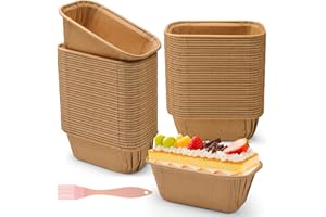 Furuising Set di 100 Pezzi Stampi Forno Carta, Pirottini Mini Plumcake 8 x 4 x 4 cm, Stampo per Plumcake da Forno Rettangolare con Spazzola per Pane, Pagnotta, Torte, Muffin(Marrone)
