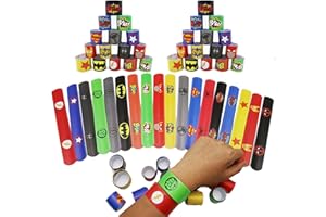 HONGCI 36PCS Superhero Slap Bands for Kids Party Bags,Slap Bracelets Fun and Super Slap Wrist Bands with 18 Patterns for Kids Girls Boys Avengers Superhero Party Bag Fillers Gift Party Favours
