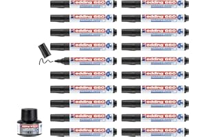 edding 660 marcador para pizarras blancas - negro - caja con recarga de 20 rotuladores - punta redonda 1,5-3mm - borrado en seco - pizarras blanca, flipchart, tablón de notas - recargable