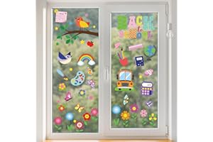VEYALTEDL Adesivi per Finestre per Il Ritorno a Scuola,9PCS Adesivi per Il Primo Giorno Di Scuola,Decorazioni Scolastica per Feste Di Benvenuto a Scuola,Per Decorazioni in Classe per Finestre Con Scritta