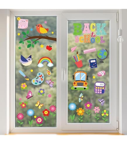 Lot De 9 Feuilles D'autocollants Statiques Double Face Pour Fenêtres Et