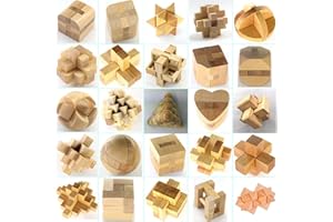 Chonor 25 Pezzi Premium Rompicapo in Legno - Classico Gioco di Mente IQ Test 3D Puzzle Brain Teaser Giocattoli Educativi Logica Gioco di Cube per Bambini e Adulti - Perfetto Regalo e Idea Decorazione