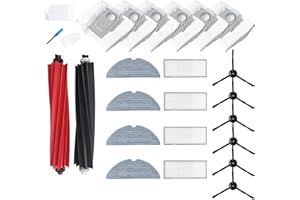Loveco Kit Pièces d'rechange Compatible pour Roborock S8 S8 Plus S8 Pro Ultra Aspirateur,4 filtres,6 brosses latérales, 4 Chiffons de vadrouille,1 brosses principales,6 sacs à poussière