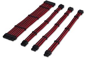 TECWARE FLEX Black/Red PSU Sleeved Extension Cables Set 30cm