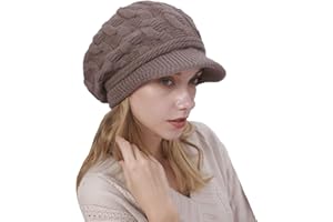 YAMEE Bonnet Femme Hiver Chic à Bord,Casquette Femme Hiver Vintage,Béret Femme Hiver à visière Chapeau Femme Chaud tricoté