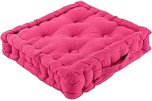 Home Bed & Bath 100% Cotton Booster Cushion Chunky Thick Seat Pads Adults Chair/Armchair/Garden Chair/Dining (Fuchsia, 1 Seat)