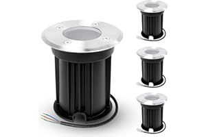 YindaLux 4x Spot Encastrable Exterieur au sol pour GU10 203V, IP67 Étanche Spot LED Encastrable Exterieur pour terrasse, jardin, trottoir, terrasse, allée, pelouse, Rond, Noir(sans ampoule)