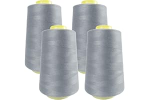 JYC CREATIVE 4 Bobines de fil à coudre (4 500 mètres/rouleau), fil polyester haute résistance, bobines de fil pour travaux de couture, (Gris 311, 5000Y)