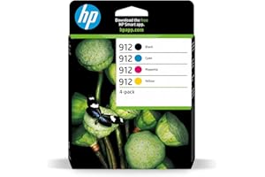 HP 912 6ZC74AE, Negro, Cian, Magenta y Amarillo, Cartuchos de Tinta Originales, Pack de 4, para impresoras HP OfficeJet ProAll-in-One y HP OfficeJetAll-in-Oneserie 8000