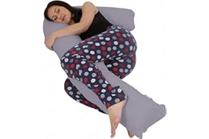 Hometex L Shaped Support Pillow and Case (Grey) - Pregnancy Maternity Comfort
