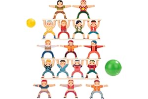 Wisplye Gioco di Legno Impilabile, Bilanciamento Accatastamento di Blocchi, Balancing Blocks Giocattoli Educativi Montessori Regali per Bambini Infanti 3+ Anni, 16 Hercules