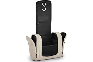 VANLINDSON Neceser XXL para Viaje [9 litros de Espacio, Diseño 2024] - Neceser Mujer y Hombre Colgante, Bolsa de Aseo Ideal para Maquillaje y Organización (Beige Rubio)