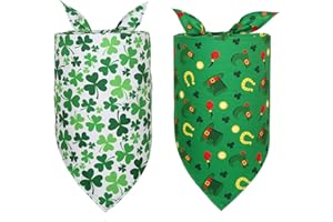 EWLPI 2Pcs St Patricks Day Dog Bandanas Decorations,Shamrock Pets Dog Scarf Costume Accessories,Adjustable Dog Bandana Triangle Washable Cat Bandana for Small Medium Large Dogs Cats Gifts