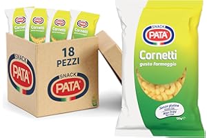 PATATINE PATA PATA | Cornetti di Mais al Formaggio, Senza Glutine, con Olio di Semi di Girasole Alto Oleico, Non Fritti, 18x120g