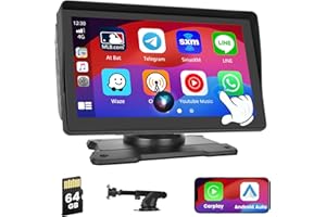 Hikity Bezprzewodowe radio samochodowe Apple Carplay & Android, 7 cali, wyświetlacz dotykowy z Bluetooth/FM 64G TF