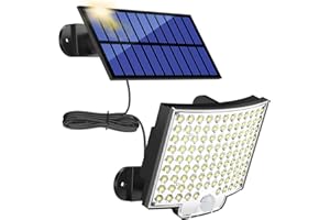 MPJ Lampes solaires d'extérieur 106 LED avec détecteur de mouvement, étanchéité IP65, angle d'éclairage 120 °, applique murale solaire pour jardin avec câble de 5 m