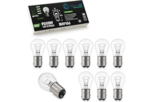 LIGHTWORLD24 WELT DER LICHTER LIGHTWORLD24 10x Bombillas BAY15D P21/5W 12V 21/5W para coche – Luz de freno y piloto trasero – Lámparas de doble filamento para freno, intermitente y motocicleta