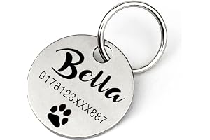 Médaille d’identification personnalisée pour chien en acier inoxydable avec gravure du nom, numéro de téléphone, adresse et date – médaille robuste pour chien – pour Noël et anniversaire