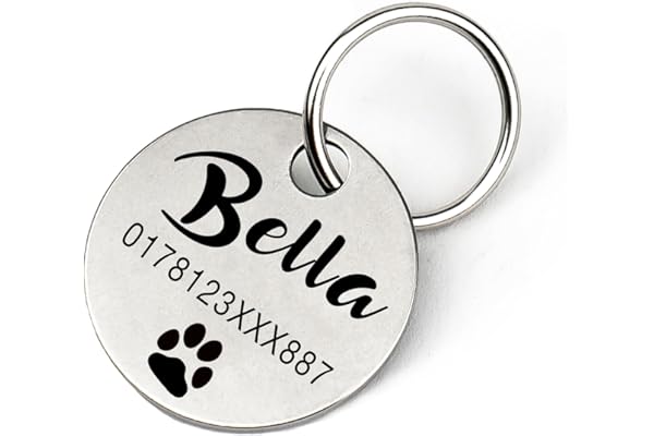 Médaille personnalisée chien gravée avec nom, numéro de téléphone, adresse et date - acier inoxydable robuste - cadeau idéal pour les propriétaires de chiens à l'occasion de Noël ou d'un anniversaire