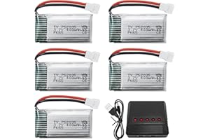 ZYGY 5PCS 3.7V 400mAh Pezzi di ricambio Lipo Batteria e 5in1 Caricabatterie per H99W H31 H6C H98 AT-96 TR-C385 TR-P51 TR-F22Drone telecomandato Batteria