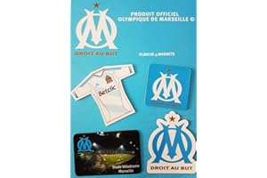 OLYMPIQUE DE MARSEILLE Planche de 4 Magnets Om - Blason - Maillot - Stade Velodrome - Collection Officielle Football Ligue 1