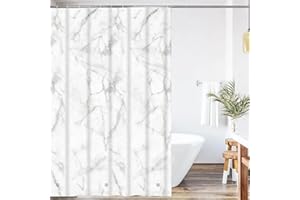COSORO Cortinas de Ducha Resistente al Agua y al Moho PEVA 180x180cm Mármol con 12 Ganchos, Ducha de Tela Lavable Impermeable Antibacteriano Secado Rápido Antimoho Dobladillo Ponderado para Baño Bañera