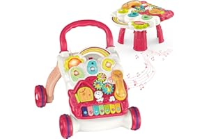 YULEYU Passeggino multifunzione per imparare a camminare, con musica di velocità regolabile e tavola da gioco rimovibile, per bambini dai 6 mesi in su