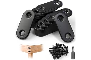 Mbsomnus Platt kontakt svart anslutningsplåt 15 x 36 mm hålplatta 20 stycken plattjärn perforerad med skruvar och bit träkontakt metall för fastsättning av möbelbord stolar bokhyllor