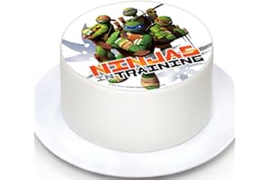 Kardasis Decoración de Pastel de TMNT Ninja | Papel comestible para decorar | Divertidas decoraciones para cumpleaños con temática de la TMNT Ninja | 20cm