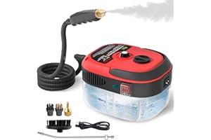 HOMBASING Nettoyeur Vapeur 2500W, Nettoyeur Vapeur à Main, 1000ML Réservoir d'eau de Grande Capacité, avec 3 Têtes de Brosse Réglables sur 6 Niveaux, 10S Chauffage Rapide Nettoyeur Vapeur Multifonctionnel