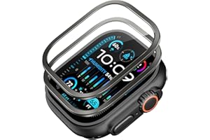 ESR Armorite Protector Pantalla para Apple Watch Ultra 2/1 (2024/2023/2022, 49mm), Cristal Templado, Marco de Aluminio, Cobertura Total, Resistente Arañazos, Mantente Original, Negro, 2 Pack