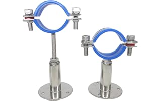 NOVSINO Supporto da parete in acciaio inox, supporto da soffitto, supporto per tubi regolabile, fascette per tubo per diametro esterno da 45 mm a 48 mm, tubo, set da 2