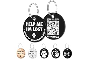 MYLUCKYTAG Stainless Steel QR Code Pet ID Tags Dog Tags - Pet Online Profile - Scan QR Receive Instant Pet Location Alert Email