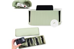 Destiny SM - Caja Cables, Caja Organizadora Cables, Esconder Cables, Caja Cables Organizador, Caja para Cables, Caja Guarda Cables + Caja Regleta Enchufes - Diseño Moderno y Atractivo. (Verde)