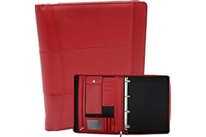 SAFEKEEPERS Carpeta de piel para documentos A4, carpeta de trabajo de piel (rojo)