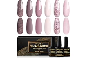 ‎SHINING SHE Shining She UV Nagellack,6 Farben Glitzer Rosa Dunkelrosa Hellrosa Nudefarben Gel Nagellack,Gellack Soak-Off UV nagellack Set für Anfänger DIY Nailart zu Hause,8ml