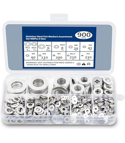 Celepoir 150Pcs Metal Washers Assorted Kit, Black Flat Penny Washers, M4 M5 M6 M8 M10 Washers With Storage Box, Carbon Steel Sealing Washers For - View #6
