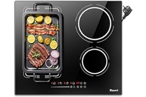 Plug in Induction Hob 4 Burners, Disaenvir 2800W Electric Hob 13 Amp 60cm, Electric Cooker with Flexible Zone, Slide Control, 9 Power Levels, Booster, Pause, Timer, Safety Lock, Black
