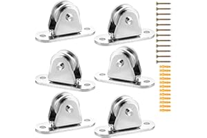 LOLYSIC 6 Stück Umlenkrollen für Seile, Umlenkrolle Seilrolle mit Kugellager, Stahlseilrollen, Flaschenzug Riemenscheibe mit 12 Spreizbolzen, Edelstahl Seilrollen, Geeignet für Stahlseile Wäscheleinen