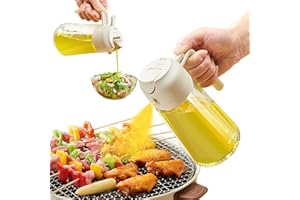 PARACITY Oil Dispenser Bottle for Kitchen, 2 in 1 Olive Oil Sprayer and Oil Dispenser, Oil Spray Bottle 500ML/ 17OZ for Cooking, Kitchen, BBQ, Air Fryer, Salad, Baking(1pcs White)