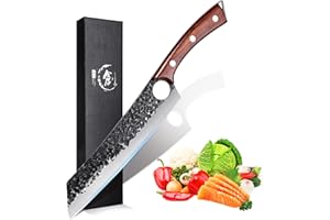 Purple Dragon Couteau de Chef Professionnel Couteau Cuisine Acier Carboné Coupante Couperet de Boucher avec Boîte Cadeau Couteau à Viande Fruits Légumes Découper Emincer