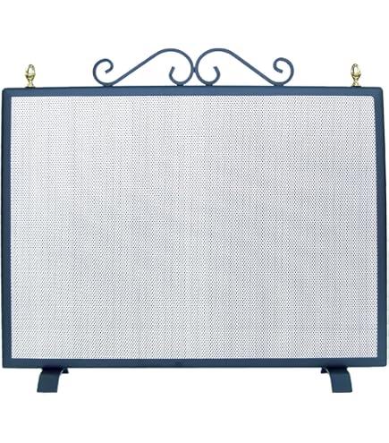 Parascintille In Ferro Battuto Per Camino Florence, Pannello Singolo Con Piedini, Larghezza 70 Cm - Sicurezza E Stile Per Il Tuo Camino